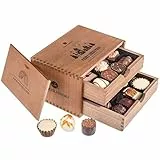 Merry Chocolaterie - 20 deliziosi cioccolatini in una scatola di legno | Cioccolato natalizio | Regalo di Natale | Idea regalo | Regalo | Presente | Praline | Cioccolato | Donna | Man | adulti