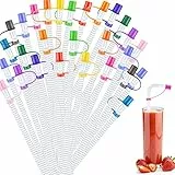 cobee Confezione da 27 cannucce colorate flessibili con copertura per cannuccia, lunghe cannucce pieghevoli, riutilizzabili, 31 pollici per bottiglie d'acqua
