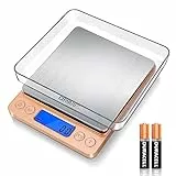 CHWARES Bilancia da cucina digitale, 3 kg/0,1 g, mini bilancia alimentare elettrica, impermeabile, digitale, display LCD in acciaio inox, per ingredienti gioielli e caffè, rosa