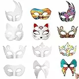 Aiareozy 12 Pezzi Maschere Bianch, Feste in Maschera Anonimo Maschere, Maschera Mezzo Viso, Maschera Halloween, DIY Maschera Bianca, Maschera Carnevale, per Cosplay, Halloween Party