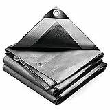VOUNOT Telo Impermeabile Esterno 4x6m, Telone Occhiellato Impermeabile Rinforzato PE 240 g/m², Telo Protettivo Multiuso per Barche, Legno, Piscina, Mobili da giardino, Auto, Grigio-Nero