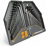 Hinrichs Set Chiavi a Brugola 30 Metriche e in Pollici - Chiavi Esagonali Set da 0,7 a 10 mm e da 0,028 a 3/8 - Set Brugole Kit - Lama Universale inclusivo