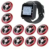 Retekess T128-T117 Cercapersone Ristorante, Sistema di Chiamata Cameriere con Tre Modalità Prompt, 1 Ricevitore Orologio e 10 Pulsanti di Chiamata Cliente, Campane per Bar, Hotel, Pizzeria, Clinica