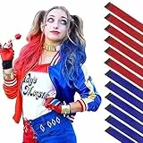 FESHFEN Extension Capelli Colorati Clip, 12 Pezzi Blu e Rosso Extension Colorati Capelli Ciocche Colorate per Capelli Extension Colored Clip in Hair Extensions Festa per Donna, 50 cm
