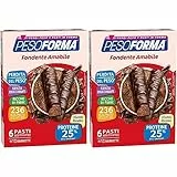 Pesoforma Barrette Fondente Amabile, Pasto sostitutivo proteico, per il controllo del peso, Barrette proteiche al cioccolato per restare in forma, Solo 236 calorie, 12x31g (Confezione da 2)
