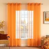 MIULEE Tende Trasparenti Con Occhielli Morbidi Finestre per Salotto Eleganti Soggiorno per Camera da Letto e Tende Cameretta Bambini 2 Pannelli 140x280cm Arancione