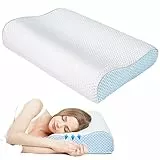 DIKI Cuscino Cervicale per Dormire Memory Foam Cuscino Ortopedico Cervicale Collo Ergonomico Anallergico Federa in Bamboo Lavabile