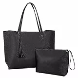 NUBILY Borsa Donna Grande Borsa Tracolla Borse Shopper Donna Borsa Lavoro a Spalla PU Pelle Nappa Firmate Borsetta Donna Tote Grandi 2 Pezzi Set Nera