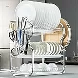 Kavolet Scolapiatti 3-Tier, Scolapiatti da appoggio, Multi-funzionale Dish Rack da cucina, Sgocciolatoio per lavello, Rack di stoccaggio con le bacchette/Coltelli/Tagliere Holder Drainboard