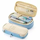 Coolzon Astuccio Portamatite Espandibile,Astucci Matite di Grande Capacità Borsa Porta Penne Custodia Porta Cancelleria Scuola Organizer Trucco Borsa per Bambina Ragazze Ragazzi Studenti,Azzurro