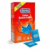 Durex Love Extra Lube Preservativi Extra Lubrificati, 18 Profilattici, Esclusiva Online