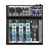 Depusheng HT4 Jack USB professionale a 4 canali Mixer audio portatile Bluetooth Live Studio Audio Console di missaggio audio DJ per registrazione su computer, bande