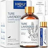 HIQILI Oli Essenziali Lavanda 100ML - 100% Puro, Naturale, Premium - per Umidificatore, Idratante per la Pelle, Cura dei Capelli, Massaggio, Diffusori, Regali Perfetti 3.38 Fl. Oz