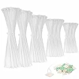 MINISOISO 1000 Fascette Plastica per Cablaggio, 100/150/200/250/300 mm Fascette Elettricista, Nylon Cavi Stringicavo con 20 basi adesive, per Gestione dei Cavi Elettrici, Fili, Giardinaggio, bianco
