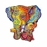 KAAYEE Wooden Puzzle in legno per adulti, forma irregolare e unica, puzzle in legno, a forma di animale, con confezione regalo in legno (L, L'elefante)