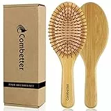 Combetter Spazzola per capelli - Spazzola per capelli districante in bambù naturale, adatta per donne, uomini e bambini con capelli spessi/sottili/crespi/secchi, massaggia il cuoio capelluto