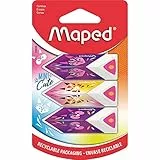 Maped - Gomme triangolari ergonomiche ed efficienti per cancellare PYRAMIDE MINI CUTE - 3 pezzi - colori casuali, 119518, multicolore