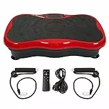 Pedana Vibrante, Fitness Pedana Vibrante 3D Vibration Trainer, con Telecomando e Bande di Resistenza, Altoparlanti Bluetooth, LCD Display-53x32,5x12 cm (Nero e rosso)