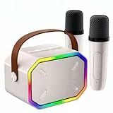 SOOMFON Karaoke Professionale Completo con 2 Microfoni Wireless, Canta tu Karaoke Cassa con 2 Microfono Portatile per Karaoke Bambini, Festa in Famiglia, Compleanno, Viaggio, Picnic - Bianco