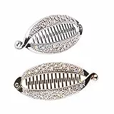 Lurrose Fermagli a banana per capelli a forma di pesce con strass, con bordi arrotondati (oro, argento), set da 4