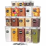 Lifewit 18 pezzi Contenitori Plastica con Coperchio, Contenitori Ermetici per Alimenti, Barattoli Cucina per Organizzare Cereali, Pasta, Farina, Zucchero Secchi, senza BPA