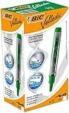 BIC Velleda - Marcatori cancellabili a secco con serbatoio d'inchiostro liquido, confezione da 12, colore: Nero Scatola da 12 verde