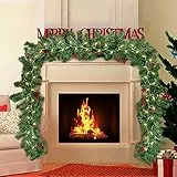 Boseago Ghirlanda Natalizia con Luci 270CM Ghirlanda Natalizia Scale Lunga Luce a LED,Ghirlande Artificiali Natale per Camino Scale Porte Albero Decorazione per Feste di Natale
