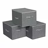 SONGMICS Scatole Portaoggetti con Coperchio, Contenitori Pieghevoli con Maniglie, Organizzatori per Vestiti e Giocattoli, Grigio RYZB03G