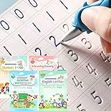 DigMonster, quaderno con inchiostro magico per bambini, riutilizzabili, per scuola materna, con scanalature, design e scrittura a mano, libro per pratica magica