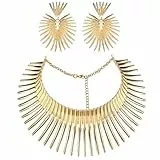 Diamday 3 Pezzi Collana Dichiarazione Nazionale Africana Bracciale Egitto Collana Orecchini per Donna Regolabile Largo Girocollo Africana Orecchini Parure Gioielli