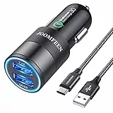 JOOMFEEN Caricabatteria auto USB C,Quick Charge 3.0+2.4A 30W Caricatore Rapido Adattatore caricatore da auto doppio USB con Cavo Type C per Samsung Galaxy S10E/S9/S8/Note 8,LG G6,OnePlus 5,Huawei P20