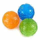 PETTOM 3Pz Palline per Cani Indistruttibile, Palla Cane Suono in Gomma, Palle Giocattolo per Cani Piccoli e Grandi, Diametro 7,5cm (Arancione+Blu+Verde)