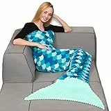 Kanguru Coperta Sirena in soffice Pile, Poliestere, Turchese, Singolo, L: 200 cm