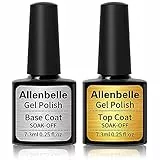 Allenbelle Smalto semipermanente per unghie in gel, smalto UV LED, gel per unghie, smalto per unghie, smalto Varnish Nail Art Soak Off Manicure(7,3 ml/pc (confezione da 2) (base top coat)