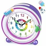 DTKID Sveglia per bambini, sveglia silenziosa, comodino, non ticchettio, funzionamento a batteria, per ragazzi e ragazze, funzione di luce snooze, per cameretta dei bambini, regalo di ritorno a scuola