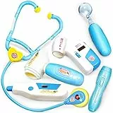 BUYGER Kit Dottore Bambini Giocattolo con Accessori Medico Elettronico, Gioco Dottore Giochi d'imitazione per Bambini 3 4 5 Anni, Blu