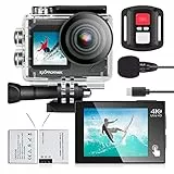 Exprotrek Action Cam, 20MP Action cam 4K con touch screen,angolo di visione regolabile, impermeabile fino a 40m sotto l'acqua.