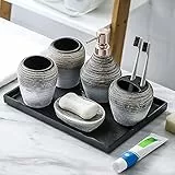 Set di Accessori per Il Bagno, 6 Pezzi, Set da Bagno Vintage con Dispenser di Sapone e Vassoio Porta spazzolino