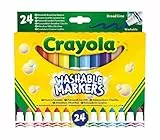 CRAYOLA, Pennarelli Lavabili a Punta Conica Grossa, Confezione da 24 Pezzi in Colori Assortiti, Età Consigliata: da 3 Anni