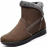 Hsyooes Stivaletti Donna Stivali da Neve con Pelliccia Caldo Scarpe Boots Invernali Antiscivolo Caviglia Piatto Stivaletti All'aperto Comodi Leggeri,Marrone,Produttore 260/EU41