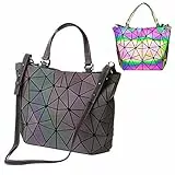 Parnerme Borse a Mano Da Donna Geometrica Borse Ecopelle Luminosa Borse Eco-Friendly Luminose Olografica Borsa per Donna Grande Moda Tote Bag- Ufficio Scuola