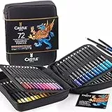 Castle Art Supplies Set 72 Matite | Mine Colorate con Anima Morbida per Artisti, Professionisti e Coloristi Adulti | In Resistente Custodia Cernierata Facile Trasporto