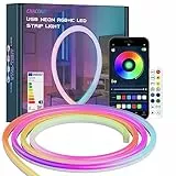 CHACOKO 2M Neon RGB con IC LED Strip, effetto arcobaleno, 84 LED/metro, impermeabile IP65 USB in silicone, app e telecomando, sincronizzazione musicale, per casa, camera, giardino, festa