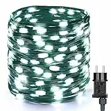 Catena Luminosa Natale Esterno, BrizLabs 200 LED 22M Luci Natalizie Interno Bianco Freddo 8 Modalità Impermeabile Luci Stringa Decorazione per Esterni Albero di Natale Casa Giardino Festa, Cavo Verde