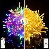 20M Catena Luminosa Esterno, Luci Albero Natale 200 LED, Bianca Calda e Colorata Catena Luminosa, 8 Modalità Impermeabile IP44 Luci Stringa per Interni Esterni Giardino, Albero di Natale, Festa