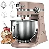 Electrolux EKM5570 Impastatrice Planetaria in Acciaio Inox, Motore 1200W e 10 Velocità, con Frusta e Coperchio, 360x370x210mm, Sabbia