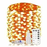 AxiwoIntl Lucine Led Decorative Catena Luminosa - 20M 200Led Luci Natale Esterno USB con Telecomando 8 Modalità, Impermeabile IP65, Per Decorazioni Natalizie Feste Matrimonio Bianco Caldo