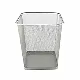 D.RECT Pattumiera in rete, pattumiera quadrata per ufficio, colore: argento, 27 x 31 cm, 18L