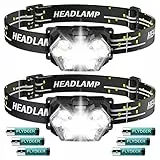 Lsnisni Torcia Frontale LED, 2000 Lumens 2 Pezzi, Lampada Frontale 6 modalità, 6 Batterie AAA incluse, Angolo d'illuminazione Regolabile, IP×5 Impermeabile per Bambini Adulti Corrono, Riparano