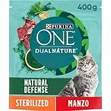 PURINA ONE DUALNATURE Crocchette Gatto Sterilizzato ricco in Manzo e con Spirulina naturale - 8 sacchi da 400g ciascuno